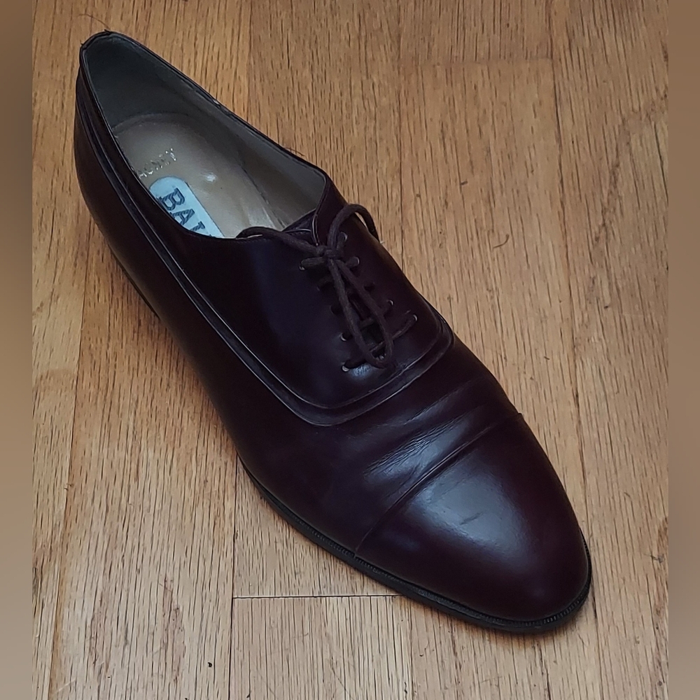 BALLY "CAGNEY" MEN'S BURGUNDY/RED LEATHER OXFORDS SIZE 11 1/2 3E MADE IN ITALY